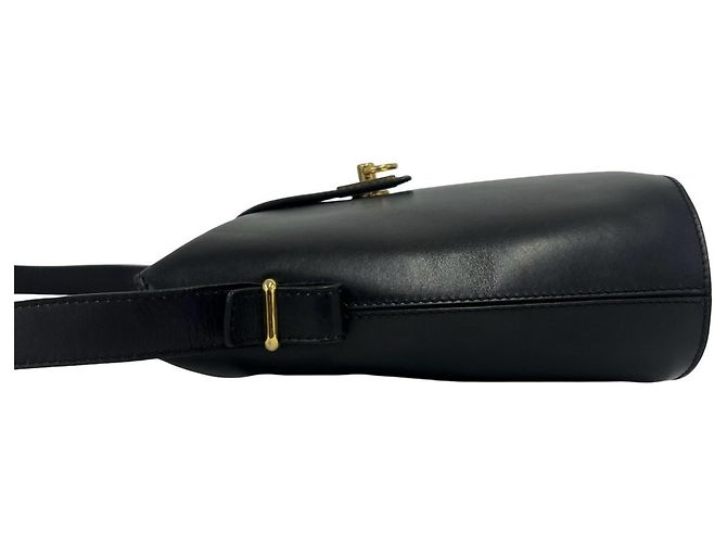 Céline Bolsa de Ombro Celine em Couro de Bezerro com Logotipo Vintage e Ferragens em Anel Preto - vista 5