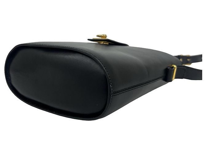 Céline Bolsa de Ombro Celine em Couro de Bezerro com Logotipo Vintage e Ferragens em Anel Preto - vista 8