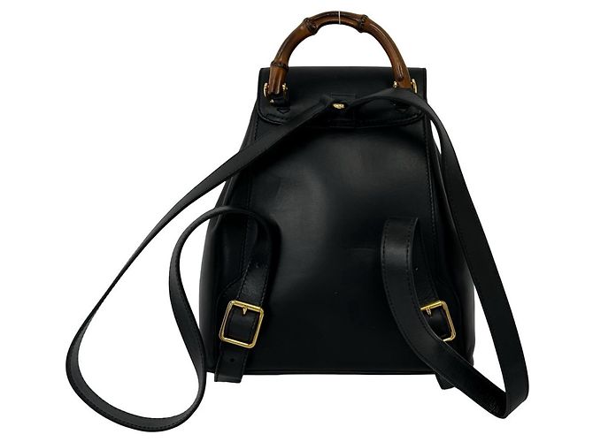 Zaino in pelle Bamboo vintage GUCCI Nero - vista 3