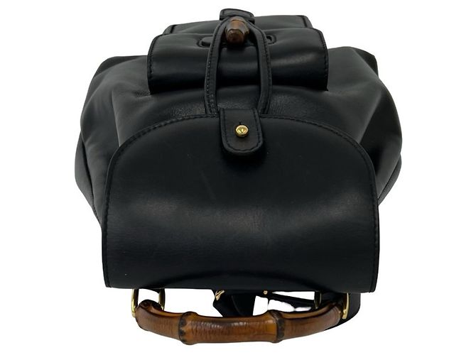 Zaino in pelle Bamboo vintage GUCCI Nero - vista 4