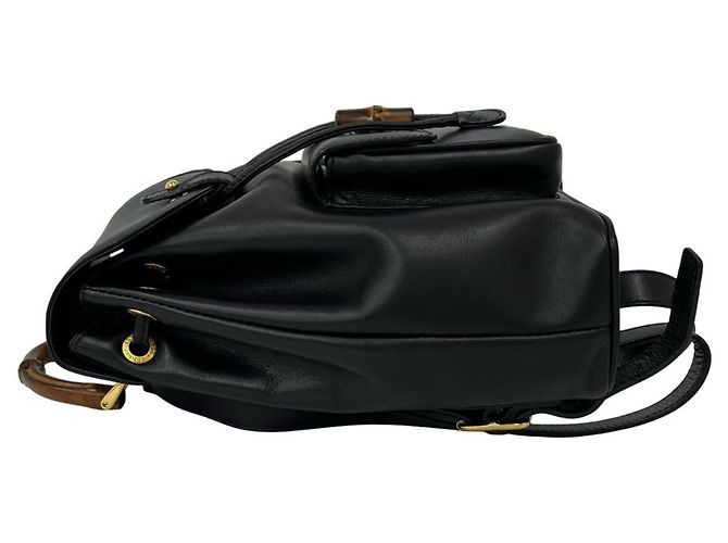 Zaino in pelle Bamboo vintage GUCCI Nero - vista 5