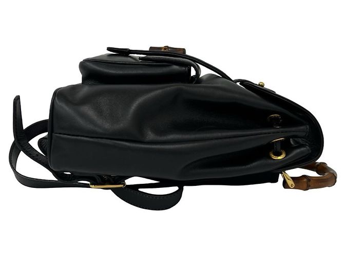 Zaino in pelle Bamboo vintage GUCCI Nero - vista 6