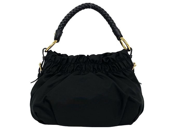 Ribbon Borsa Prada in nylon Tessuto Pocono e pelle Nero - vista 3