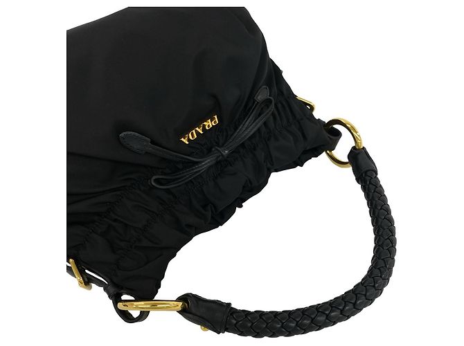 Ribbon Borsa Prada in nylon Tessuto Pocono e pelle Nero - vista 4