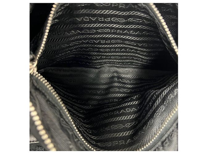 Prada Triangle Logo Hardware Tessuto Pocono Nylon Leder Semi One Shoulder Bag Tote Schwarz - Ansicht 10