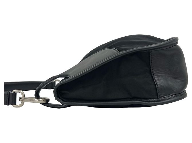 Prada Triangle Logo Hardware Tessuto Pocono Nylon Leder Semi One Shoulder Bag Tote Schwarz - Ansicht 5