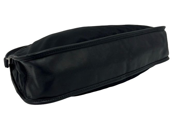 Prada Triangle Logo Hardware Tessuto Pocono Nylon Leder Semi One Shoulder Bag Tote Schwarz - Ansicht 7