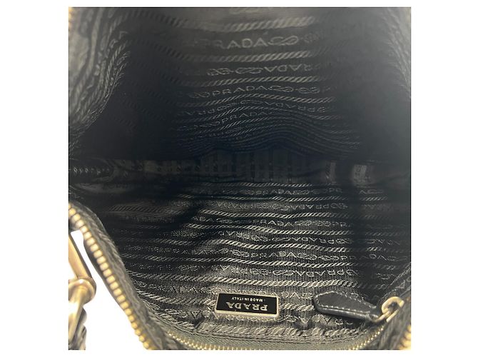 Prada Triangle Logo Hardware Tessuto Pocono Nylon Leder Semi One Shoulder Bag Tote Schwarz - Ansicht 9