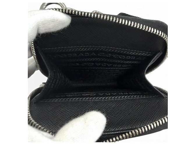 Bolsa de ombro Prada em couro Saffiano com logo triangular Preto - vista 6