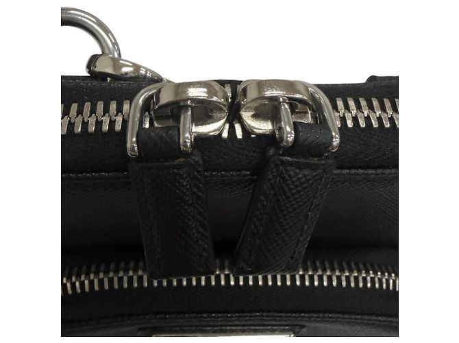 Bolsa de ombro Prada em couro Saffiano com logo triangular Preto - vista 8
