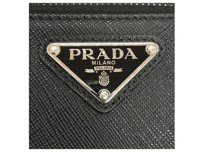 Bolsa de ombro Prada em couro Saffiano com logo triangular Preto - vista 9