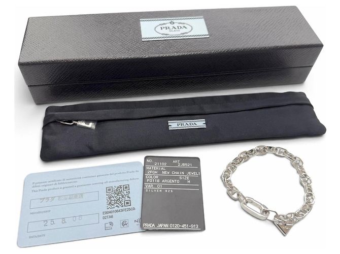 Bracciale a catena Prada 2JB521 con ciondolo triangolo Argento - vista 2