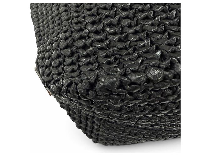 Prada Crochet Tote Bag aus schwarzer Raffia - Ansicht 6