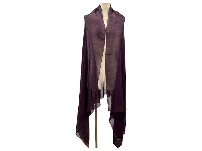 Hermès Stole en cachemire et soie violette Hermes - vue 3