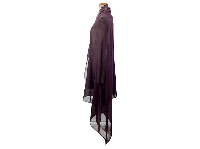 Hermès Stole en cachemire et soie violette Hermes - vue 4