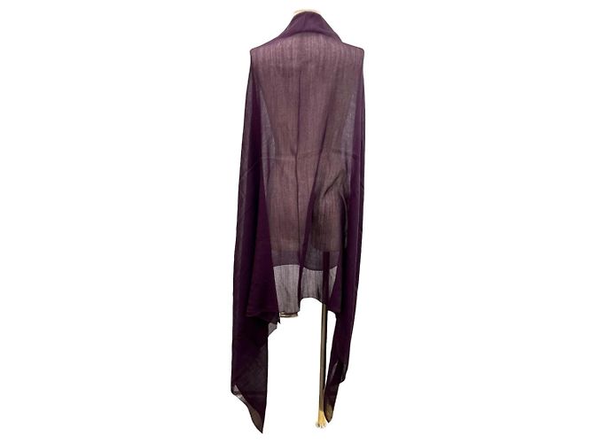 Hermès Stole en cachemire et soie violette Hermes - vue 5