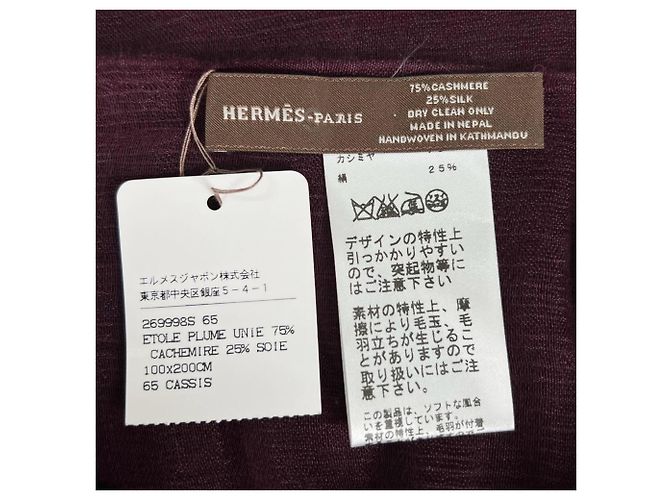 Hermès Stole en cachemire et soie violette Hermes - vue 8