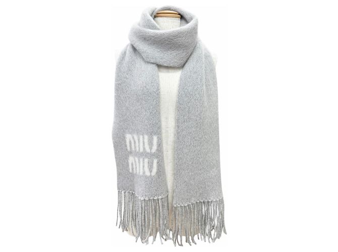 Miu Miu Stola/Schal aus Mohair-Wollmischung Braun Weiß - Ansicht 2