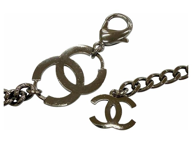 Ceinture chaîne Chanel Vintage 04A GP avec strass et logo Coco Mark Noir Argenté - vue 7