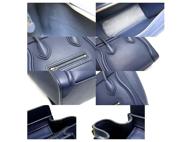 Céline Borsa a mano Celine Luggage Nano Shopper da donna Blu navy - vista 7