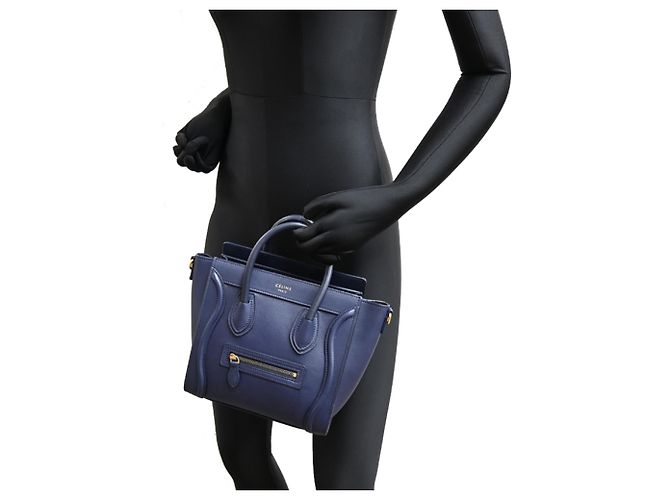 Céline Borsa a mano Celine Luggage Nano Shopper da donna Blu navy - vista 9