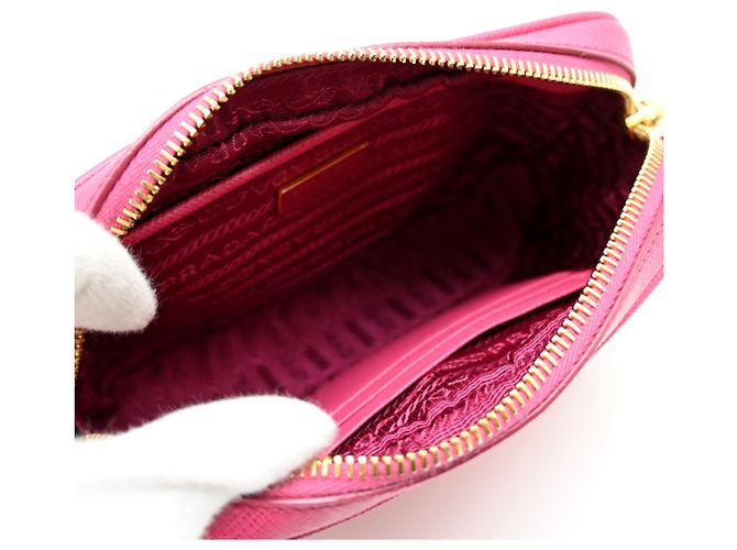 Borsa a tracolla in pelle Saffiano da donna Prada Rosa - vista 6
