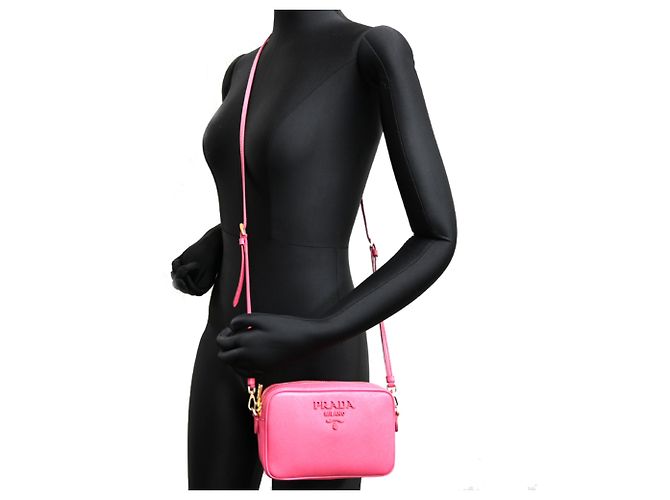 Borsa a tracolla in pelle Saffiano da donna Prada Rosa - vista 9