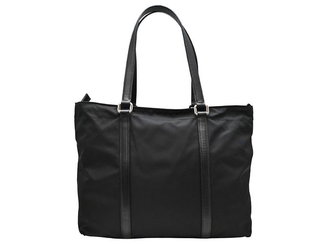 Borsa Tote Prada in nylon e pelle nera Nero - vista 2