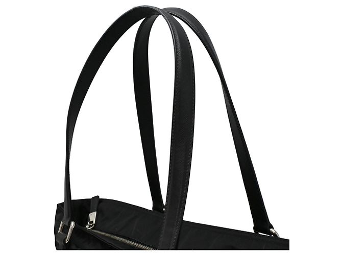 Borsa Tote Prada in nylon e pelle nera Nero - vista 5
