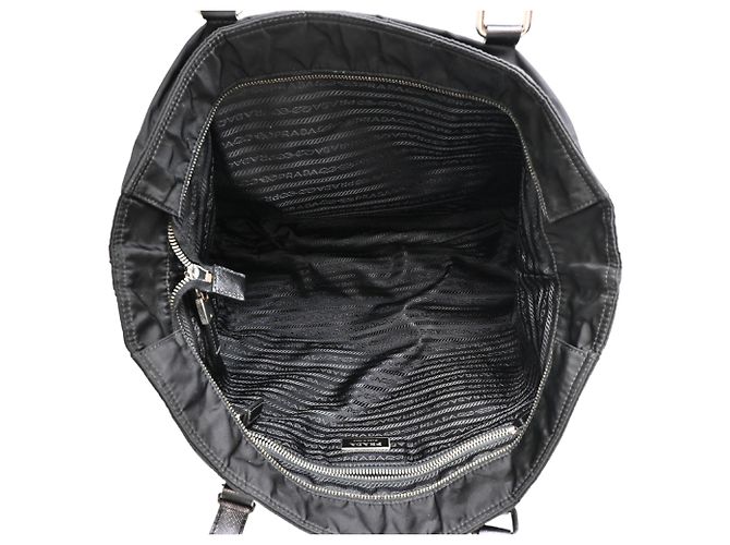 Borsa Tote Prada in nylon e pelle nera Nero - vista 6