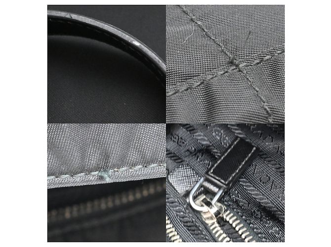 Borsa Tote Prada in nylon e pelle nera Nero - vista 7