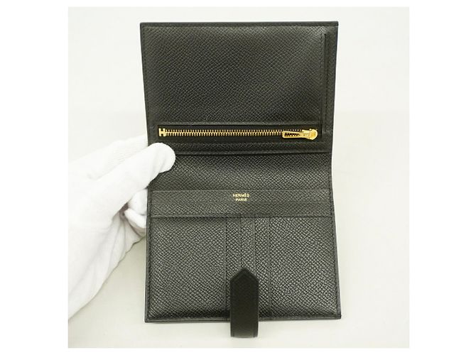 Hermès Cartera Hermes Bearn Compact Negro - vista 3