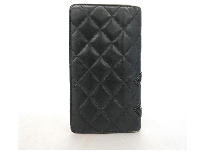 Portafoglio lungo Chanel Cambon in pelle d'agnello nero - vista 8