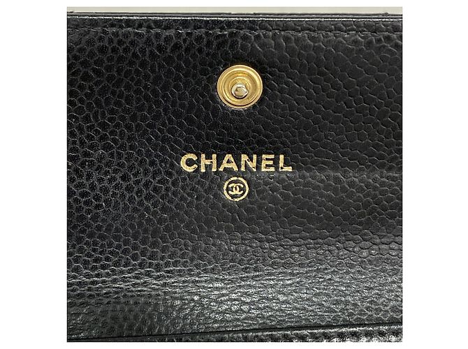 Tarjetero Chanel de piel de becerro granulada negra - vista 4