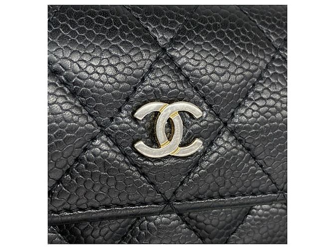 Tarjetero Chanel de piel de becerro granulada negra - vista 8