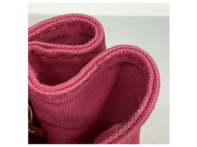 Borsa Tote Prada Canapa Canvas Rosa - vista 7
