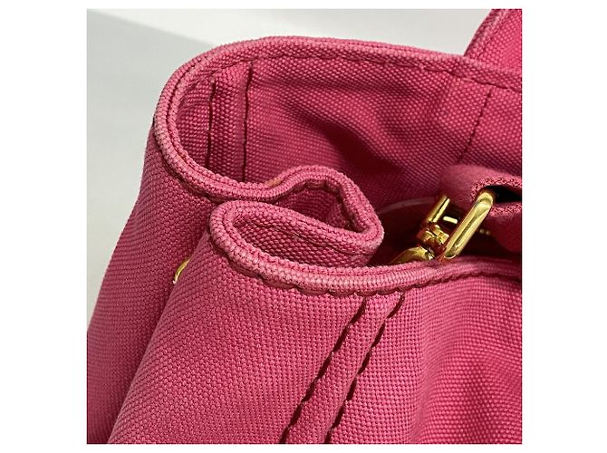 Borsa Tote Prada Canapa Canvas Rosa - vista 9