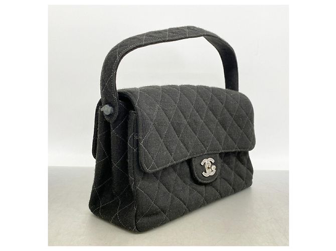 Chanel Matelassé Handtasche aus doppelseitiger Baumwolle Schwarz - Ansicht 2