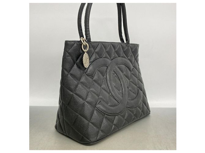 Bolso Tote Chanel de piel de becerro granulada negra Negro - vista 2