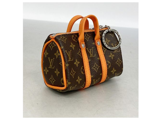 Portachiavi Mini Keepall Monogram Louis Vuitton Marrone Arancione - vista 2