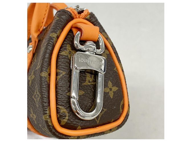 Portachiavi Mini Keepall Monogram Louis Vuitton Marrone Arancione - vista 6