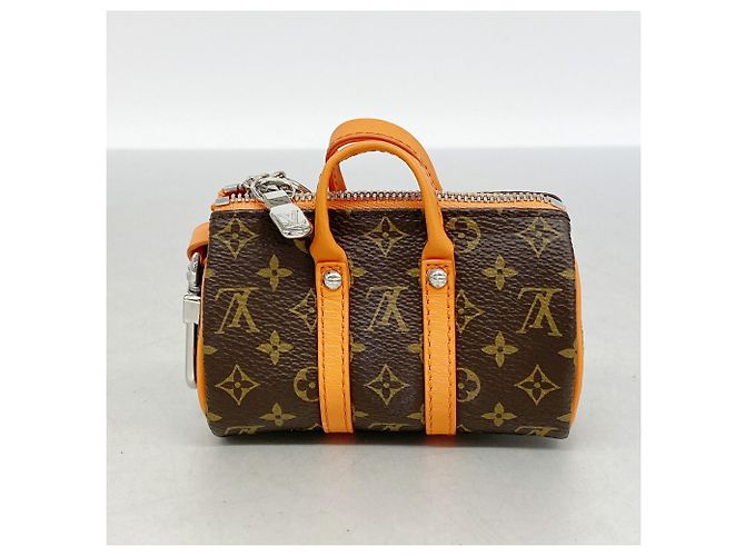 Portachiavi Mini Keepall Monogram Louis Vuitton Marrone Arancione - vista 7
