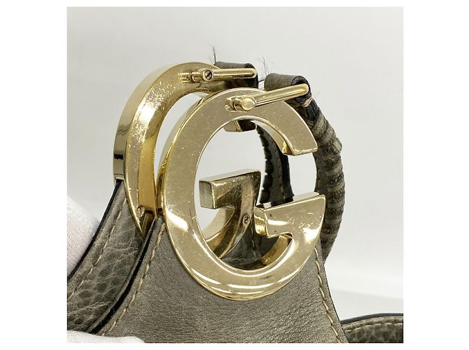 Bolsa de ombro Gucci em couro cinza - vista 10