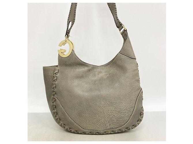 Bolsa de ombro Gucci em couro cinza - vista 11