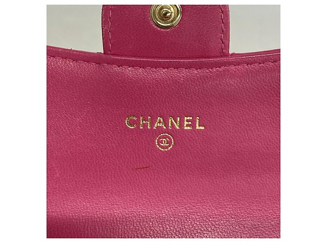Tarjetero Chanel de piel de cordero rosa - vista 4