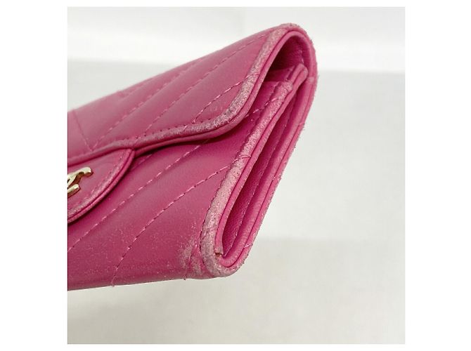 Tarjetero Chanel de piel de cordero rosa - vista 6