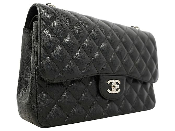 Borsa a tracolla Chanel in vitello grana nera Nero - vista 2