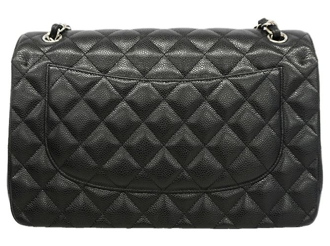 Borsa a tracolla Chanel in vitello grana nera Nero - vista 8
