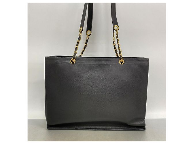 Borsa Tote Chanel in vitello grana nera Nero - vista 10