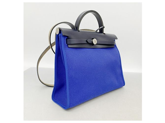 Hermès Borsa Hermes Herbag Zip PM Nero Blu - vista 2